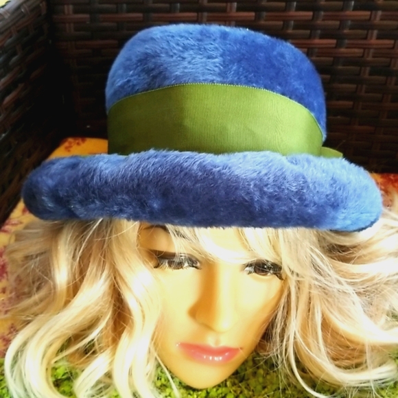 60's DIOR CHRISTIAN Lord & Taylor Union Tag RARE Blue Angora Collector Chapeax - Picture 12 of 16